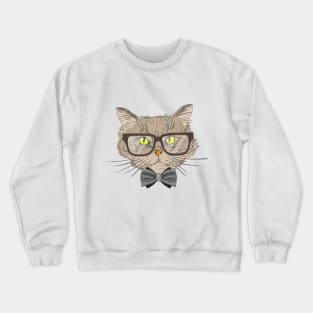 smart cat portrait Crewneck Sweatshirt